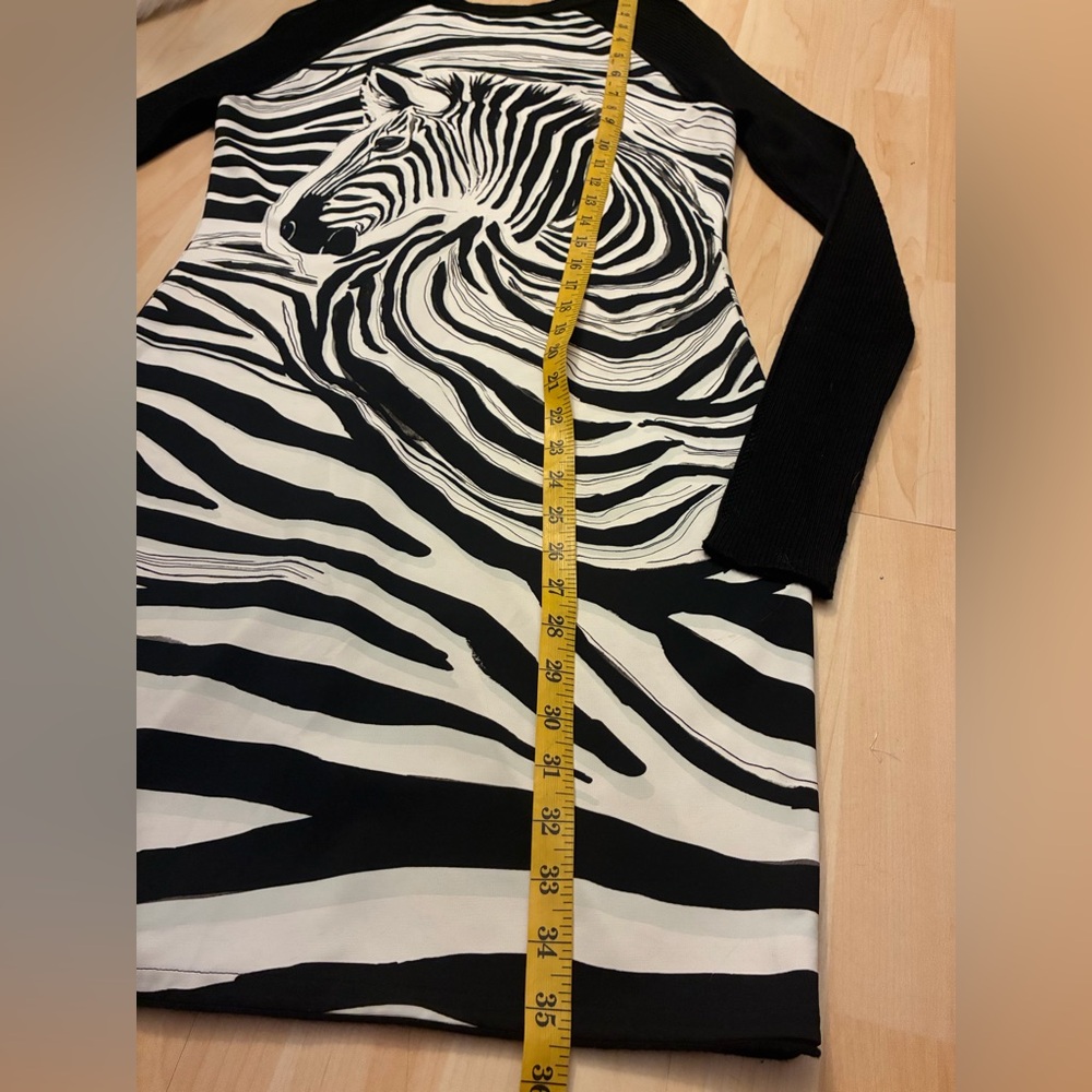 Authentic Roberto Cavalli Black & White Zebra Motif Long Sleeve Knit Dress - Picture 7 of 14